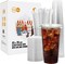 25 Sets 32 OZ Clear Plastic Cups with Lids and Straws, Disposable To Go Iced coffee cups with lids for Cold Drinks, Smoothie, and Slushie